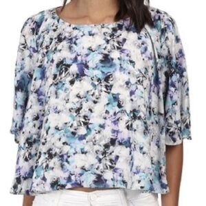 SAM EDELMAN - FLORAL Boxy Slightly cropped, loose-sleeve Blouse. Medium.
